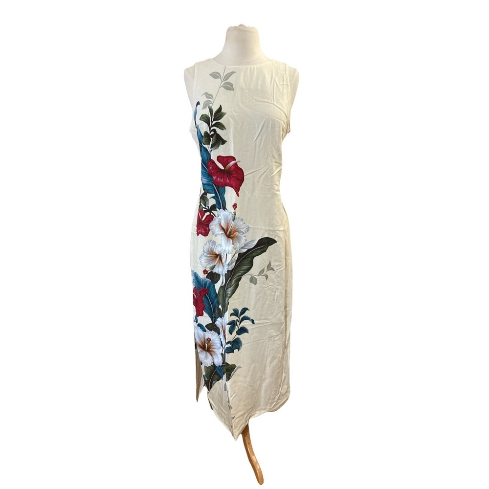 Iolani Hawaii Maxi Dress Sz M Floral Sleeveless Tropical Beach CoastalUSA